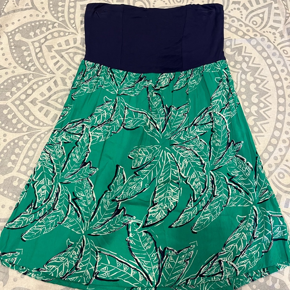 Roxy Strapless Dress in Navy and Green